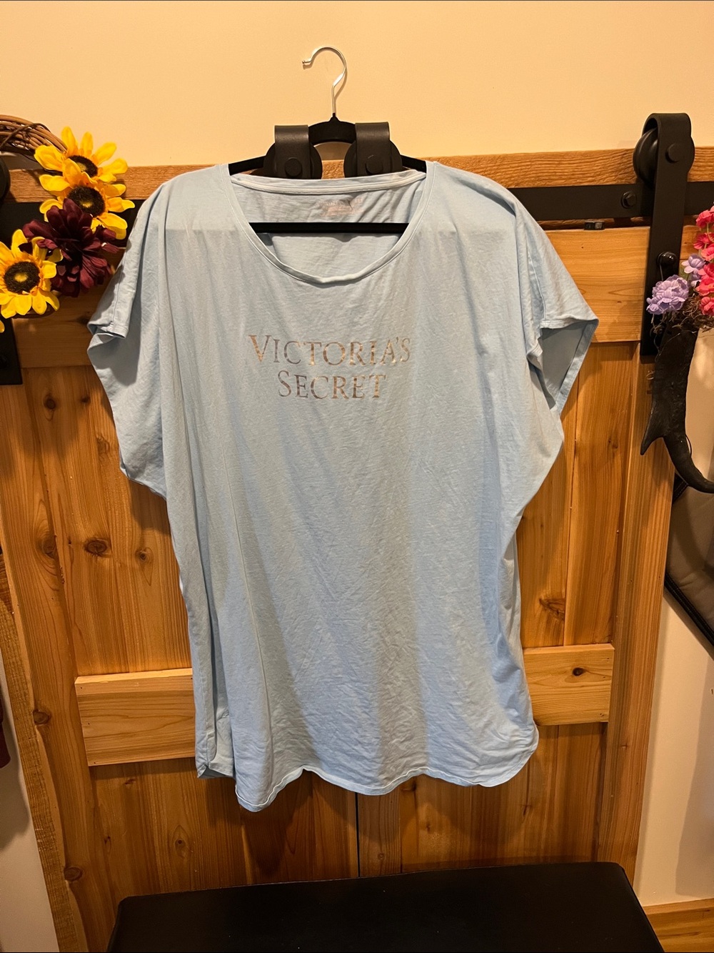 Victoria's Secret Pale Blue Relaxed Logo Sleep Tee